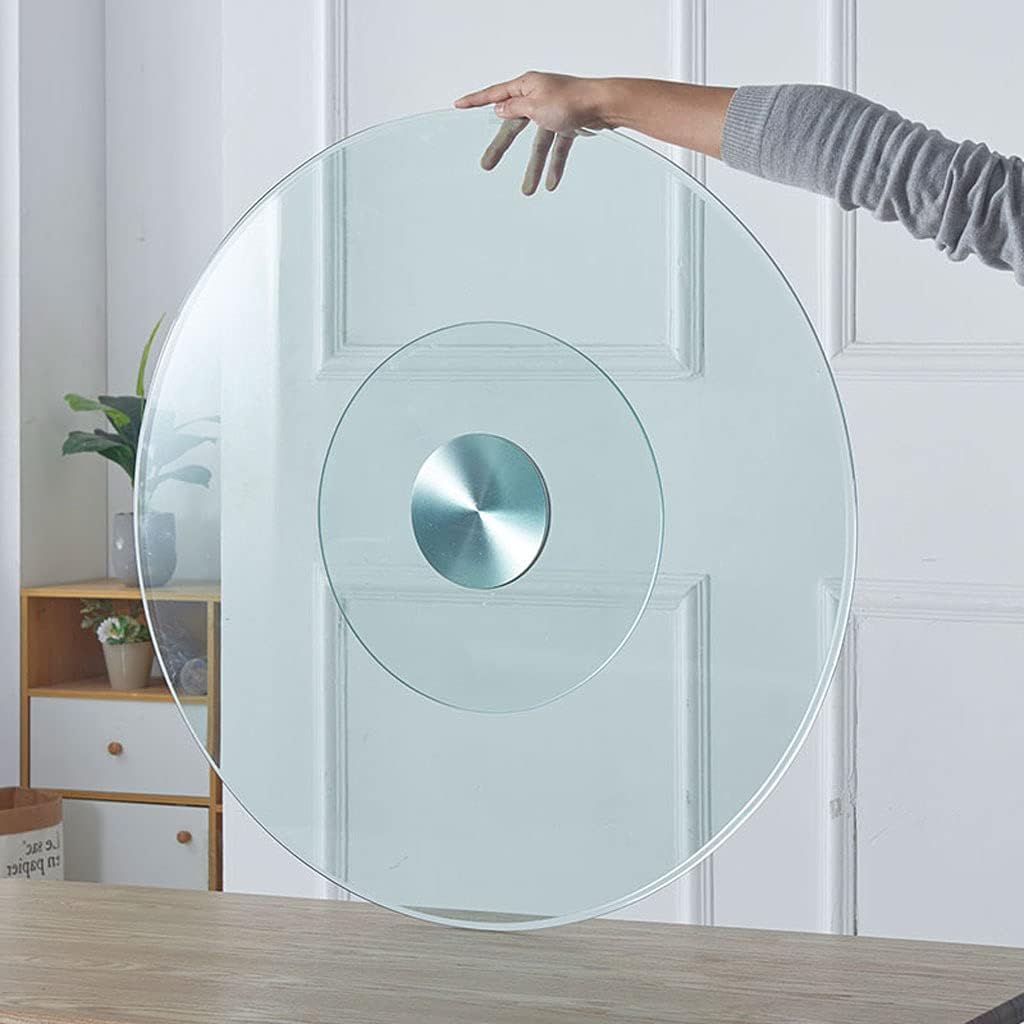 80 cm (30 Inch) Tempered Glass Lazy Susan Turntable Round Table Top Rotating Serving Tray for Dining Table - Large Transparent Serving Plate for Family Hotel Kitchen Restaurant