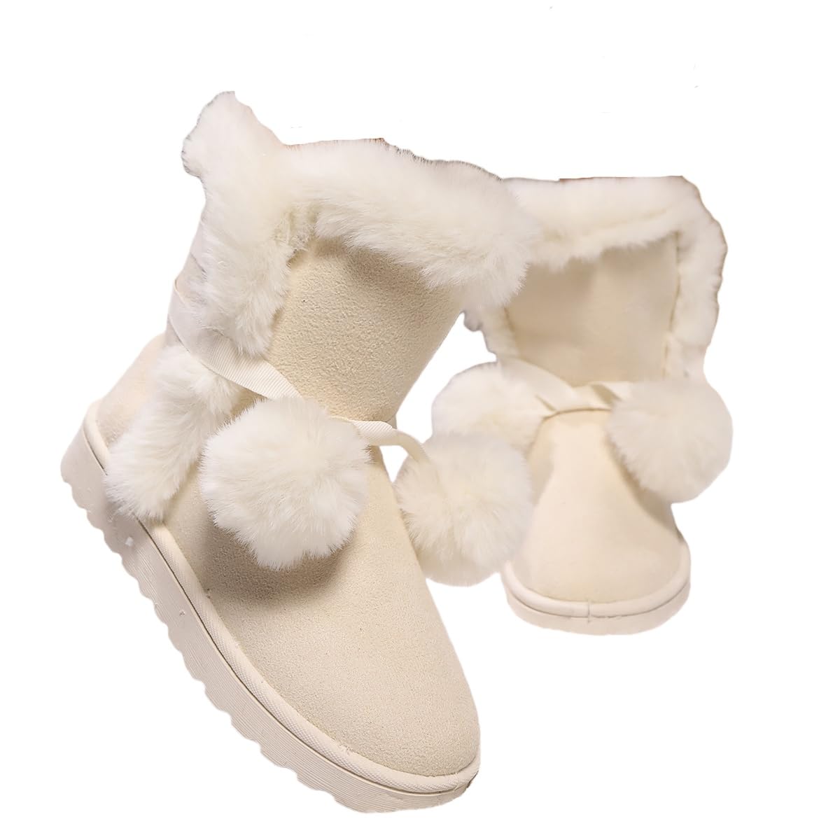 Cute Winter Snow Boots for Women Platform Warm Plush Lined Suede Round Toe Comfort Outdoor Winter Boots Princess