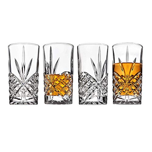 James Scott Highball Glasses set of 4 - Exquisite 10 oz. Lead-Free Tumblers for Cocktail, Water, Juice, Beer, Wine, Whiskey, etc. | Irish Cut Design - Thumbnail 3