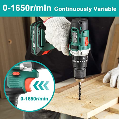 STANEW Cordless Hammer Drill, 3in1 Screw Drill Driver Set 20V Li-ion Battery, 69PCs Accessories, with Carrying Case 2 Batteries and Charger