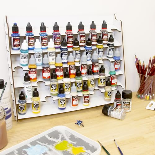 Image of Hartem - Paint Organizer | Wall-Mounted Acrylic Holder for Model Paints & Brushes | Acrylic Paint Rack Stand for Miniature Painting | Holds 43 Bottles 0,57 or 0,60 fl oz