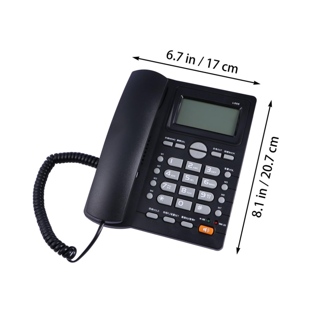 NUOBESTY Telefono Fisso da Ufficio e Casa Doppio Ingresso Nero | Identificazione Chiamate, Funzione Musicale Integrata, Protezione Antifurto Elettronica, per Negozio e Telemarketing