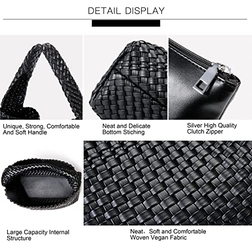 Image of Queenoris Fashion Hobo Bags for Women Top-handle Shoulder Bag Vegan Leather Purses Soft Summer Tote Bag | WOVEN