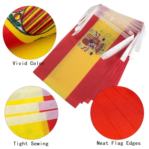Image of Spain Flags Spanish String Flag Banners for Patriotic Events Independence Day Sports Bars Inside Outside Decorations 33 Feet 30 Flags