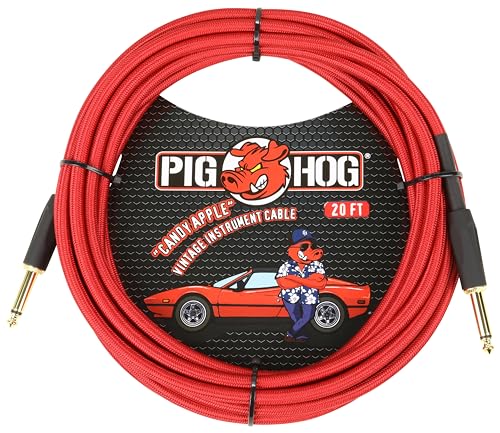 Câble d'instrument Pig Hog PCH20CA rouge pour jouer sur scène et studio