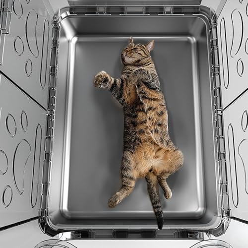 Caja de arena para gato cerrada Luocute acero inoxidable plegable miniatura 5