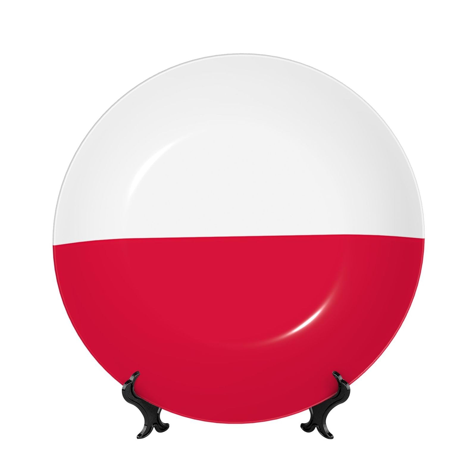 SXZVVBN Polish flag Bone China Decorative Plate Art with Stand Removable Adhesive Hanging for Home Office 8in（20cm）