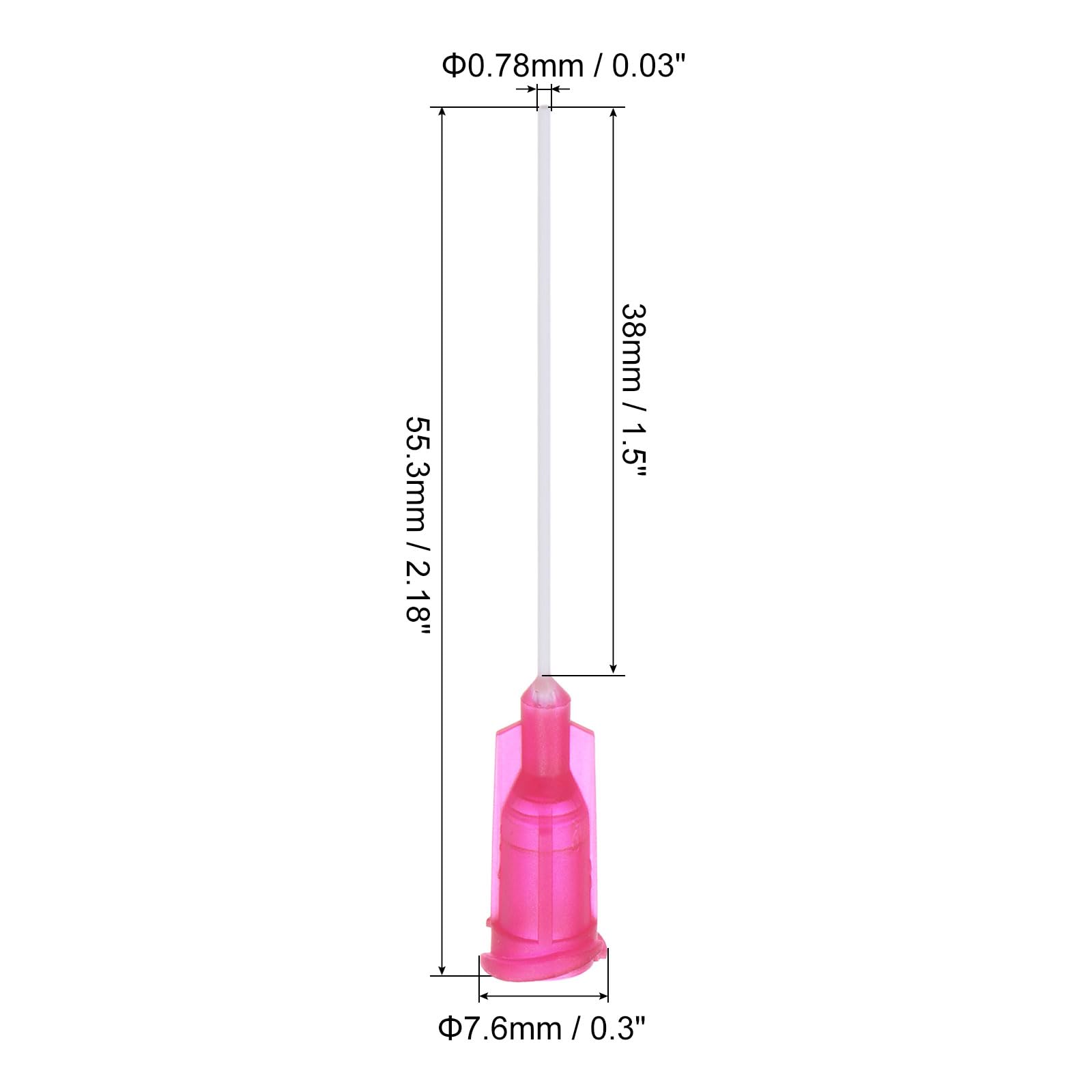 QUARKZMAN 50 Stück Dispensier-Nadeln 25G – Luer-Lock, 38mm Stahlnadel, PP-Konus, Stumpf, Rot, Für Kleber & Flüssigkeiten