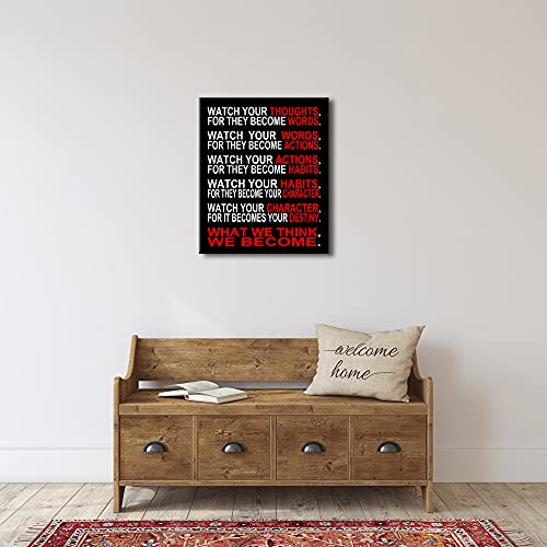 Image of Pyradecor Large Canvas Prints Wall Art Watch Your Thoughts Motivational Classroom Poster Paintings Modern Gallery Wrapped Giclee Canvas Print Pictures Artwork for Office Living Room Home Decorations L