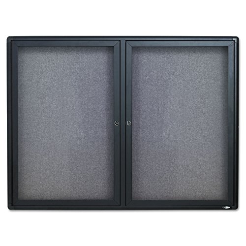Quartet Bulletin Board, 4' x 3' Enclosed Fabric Notice Board, Lockable Swing Doors, Graphite Frame (2364L)
