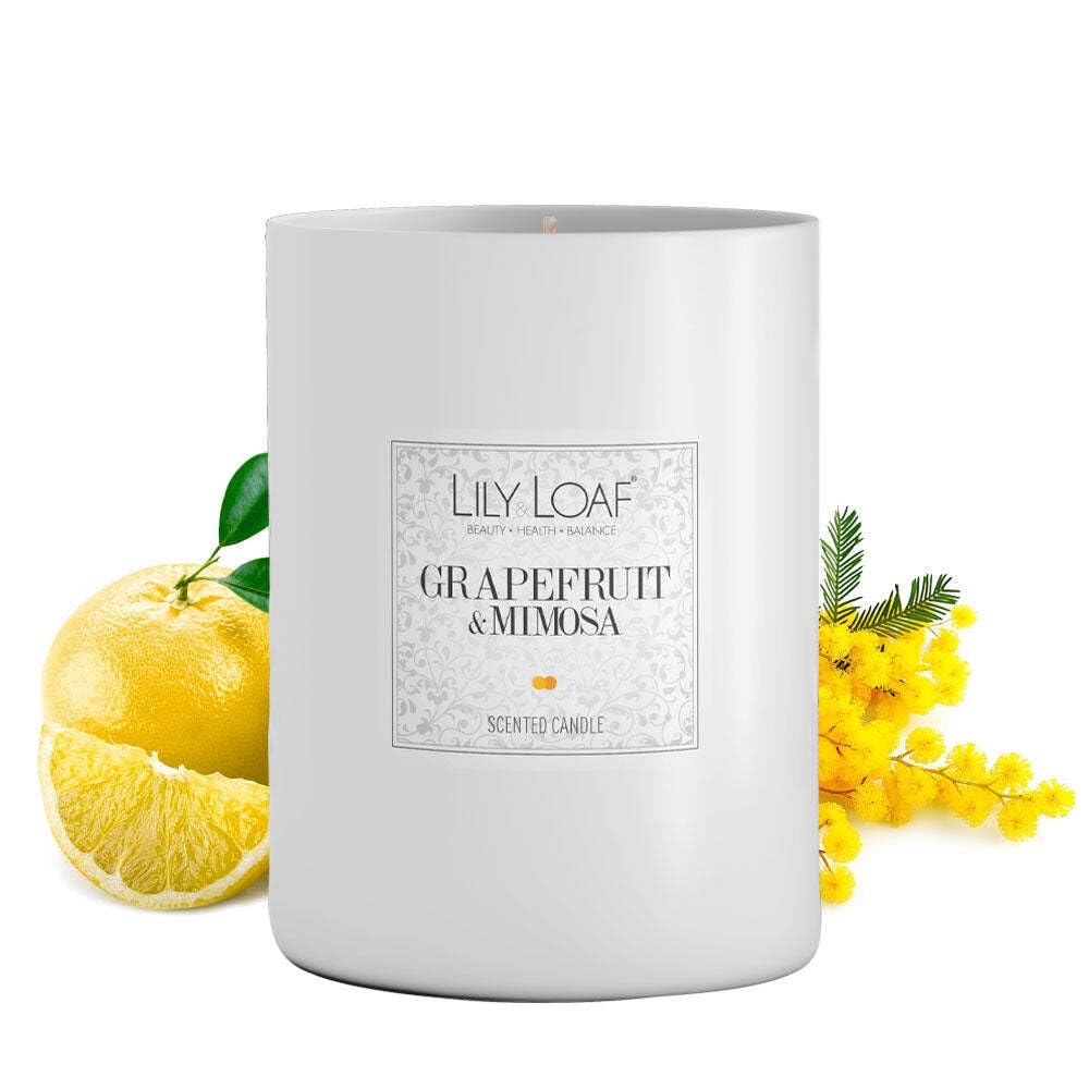 Lily & Loaf Grapefruit & Mimosa Soy Wax Candle – Fruity & Floral Scented Candle, Phthalate Free, Approx. 40 Hour Burn Time