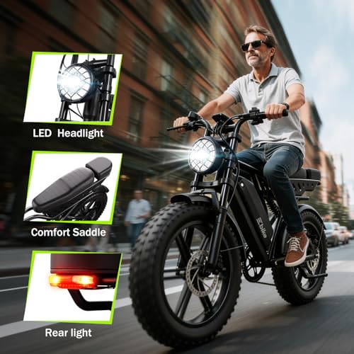 Image of TST Electric Bike for Adults 1500W Peak 20 inch Fat Tire All-Terrain E-Bike 60 Miles Electric Dirt Bike - 48V 15 AH Battery Electric Bicycle