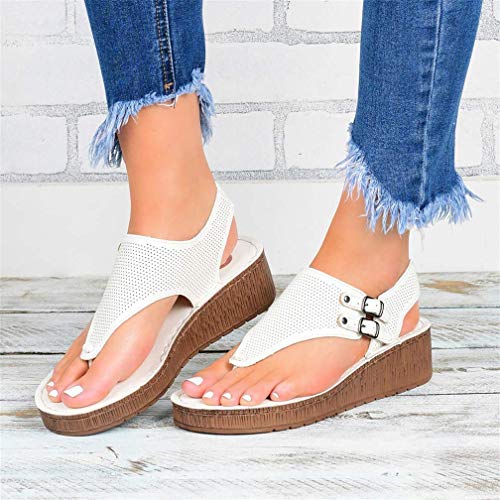 Damen-Sandalen, weite Passform, flach, Kunstleder, offene Zehenpartie, T-Verschluss, flache Gladiator-Sandalen, leger, rutschfest, für drinnen und draußen, Pantoletten, Flip-Flops Cover
