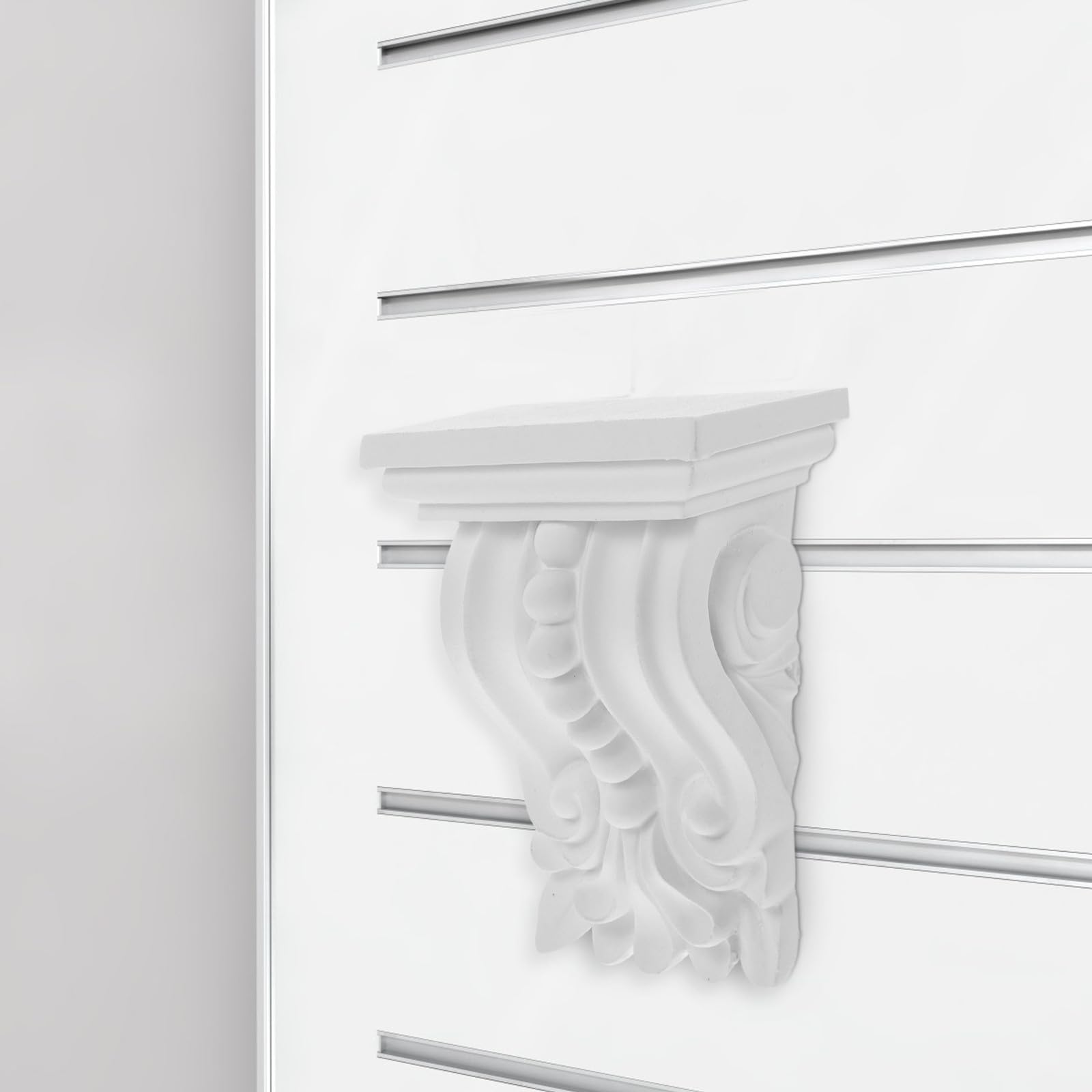 MAGICLULU Ménsula Decorativa de Columna Europea Tallada en Pu Blanca 11,5 Cm para Molduras y Superposiciones de Muebles, Aplique para Esquina, Decoración para Hogar y Sala de Estar