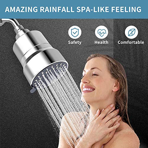 Image of High Pressure Shower Head Filter, FEELSO 2-IN-1 15 Stages High Output Showerhead with Filter Cartridge for Hard Water Remove Chlorine and Harmful Substances Improves the Condition of Skin & Hair