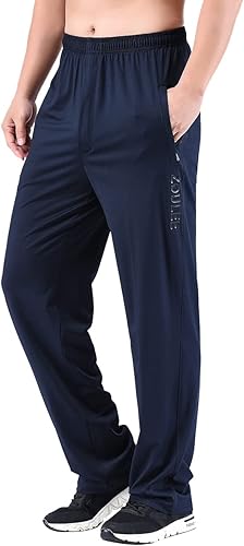 Zoulee Nuevos pantalones deportivos con cremallera frontal para hombre