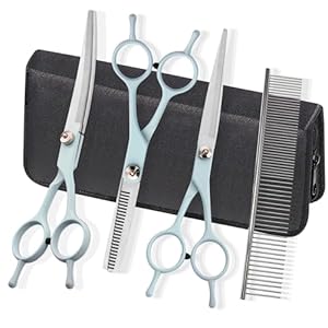 Grooming Scissors for Dogs at Home, Fcysy Professional Dog Grooming Kit Tijeras Para Cortar Pelo De Perros, Cat Grooming Scissors Curved Haircut Scissors Blending Shears Set for Pet Dog Cat Puppy