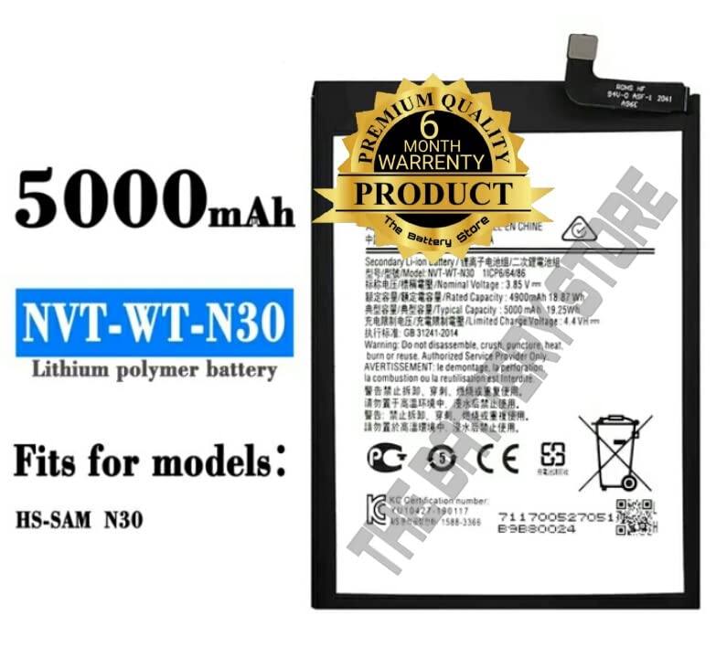 Image of THE BATTERY STORE OrignaI NVT-WT-N30 Battery Compatible for Samsung Galaxy N30 (5000mAh) Battery with 6 Months warrenty and high Capacity battrey Backup.(for Samsung WT-N30 6 Month Warranty)