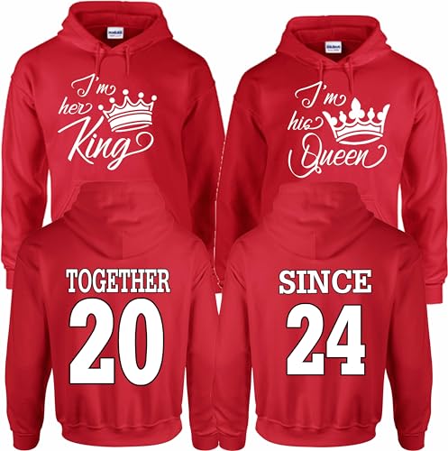 Her King Or His Queen Christmas Hoodies Custom Back Together Since Pull Over Matching Love Couples Valentines Matching3