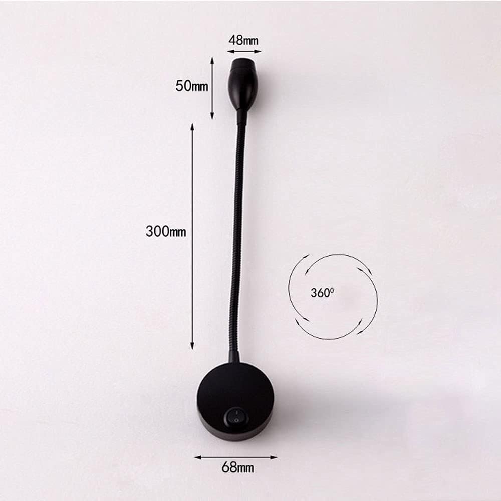 Applique per Camera da Letto Moderna Lampada da Comodino Europea a LED con Tubo Flessibile, faretto da Parete, faretto da banco, Illuminazione da Lettura, Luce a Striscia Semplice