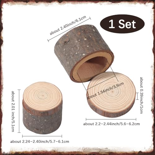 Boîte à bijoux en bois rustique de rangement bague couple - 3