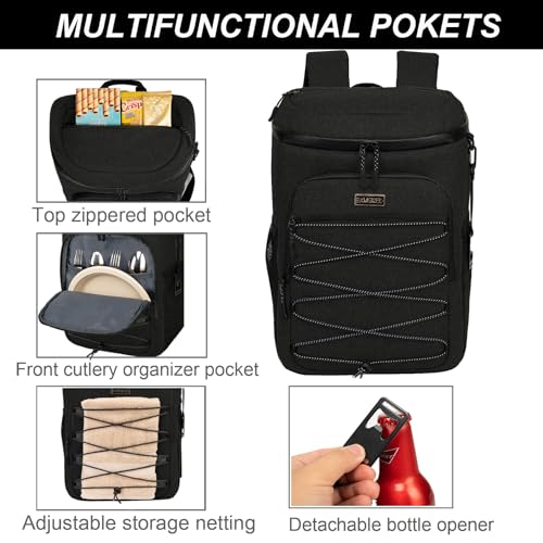 Bavgred 30 Cans Cooler Backpack Insulated Waterproof, Backpack With Cooler Compartment For Men And Women, Soft Sided Cooler Bag, Lightweight Ice Chest Lunch Backpack For Beach Camping Picnic Hiking thumb #3