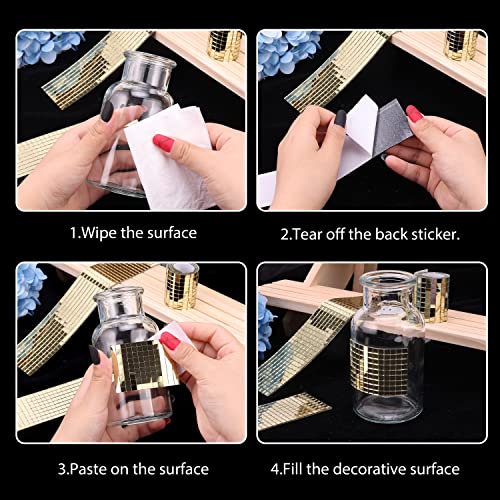 Pp Opount 2160 Pcs Disco Ball Tiles, 5 X 5 Mm Self-Adhesive Mosaic Tiles, Glass Mirror Tiles For Crafts, Indoor Outdoor Decoration, Diy Disco Balls, Vases, Cups, Photo Frames (Gold) #TOP5