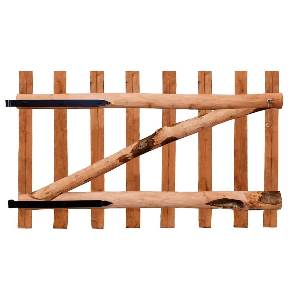 Puerta de valla de una sola hoja de madera de avellana impregnada 100 x 60 cm, encanto rústico, puerta de jardín resistente a la intemperie, incluye bisagras y gancho para cabina para jardín