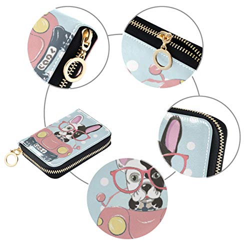 MOYYO RFID Credit Card Holder Case Funny Dog Leather Printed Zipper Card Case Wallet for Women Girls3