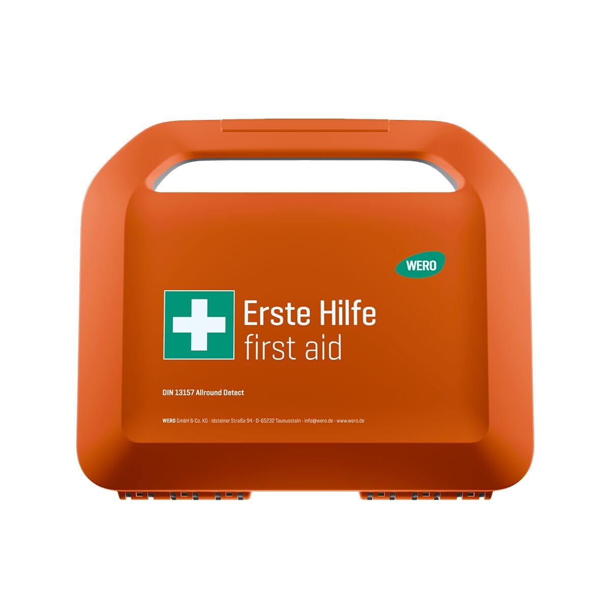 WERO Smart Case Erste-Hilfe-Koffer DIN 13157 erweitert, Allround | detektierbar, kompakt & robust, Farbleitsystem, staub- & spritzwassergeschützt, mit Wandhalterung
