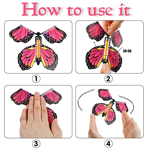 lomimos 20pcs flying butterfly magic wind up butterfly toy gift for kids surprise explosion box wedding birthday party book greeting card20 styles