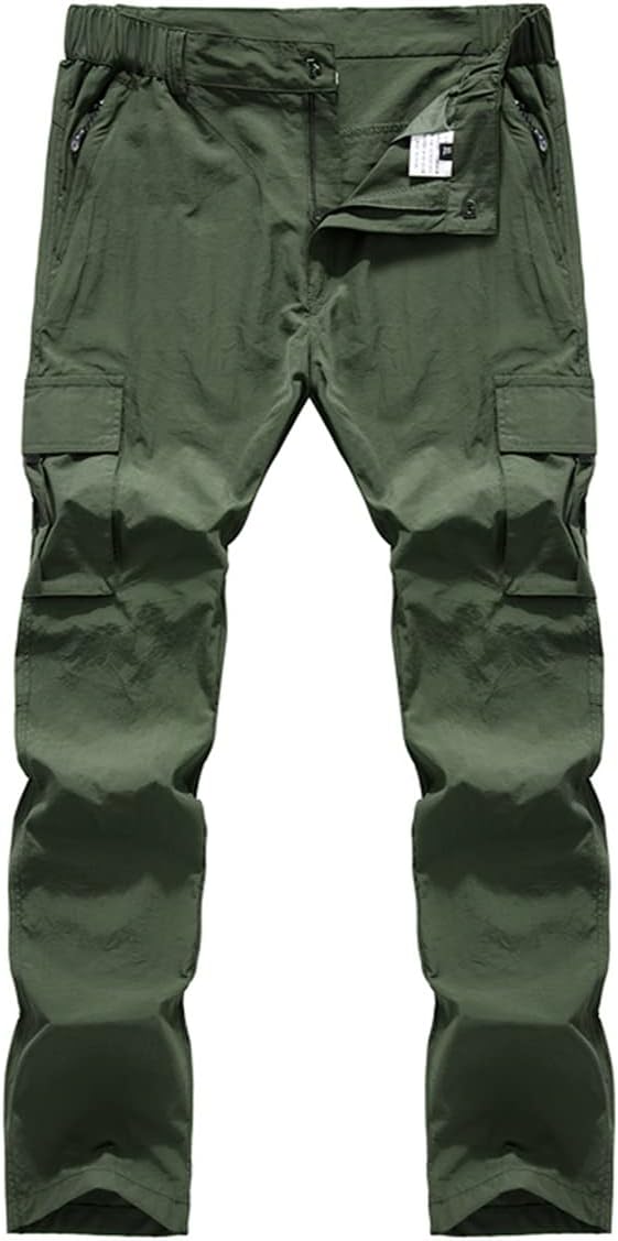 Kolongvangie Quick Dry Cargo Pants Men's Outdoor Casual Workout Breathable Hiking Pant with Multi-Pocket