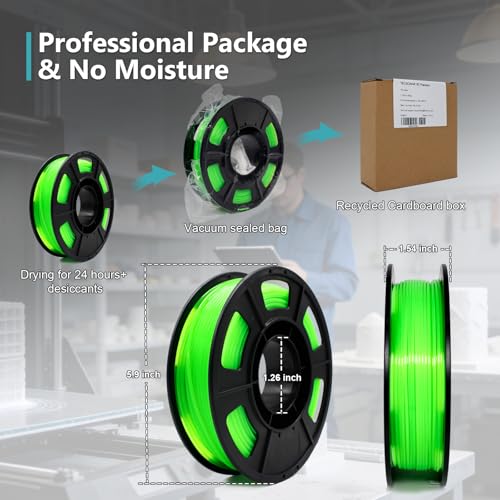 Image of 95A TPU 3D Printer Filament, 1.75mm Glow in The Dark Green, Soft TPU Flexible 3D Printing Filament, High Hardness & Resilience, Best with UV Lamps, 250g Spool, Fit Most 3D Printers