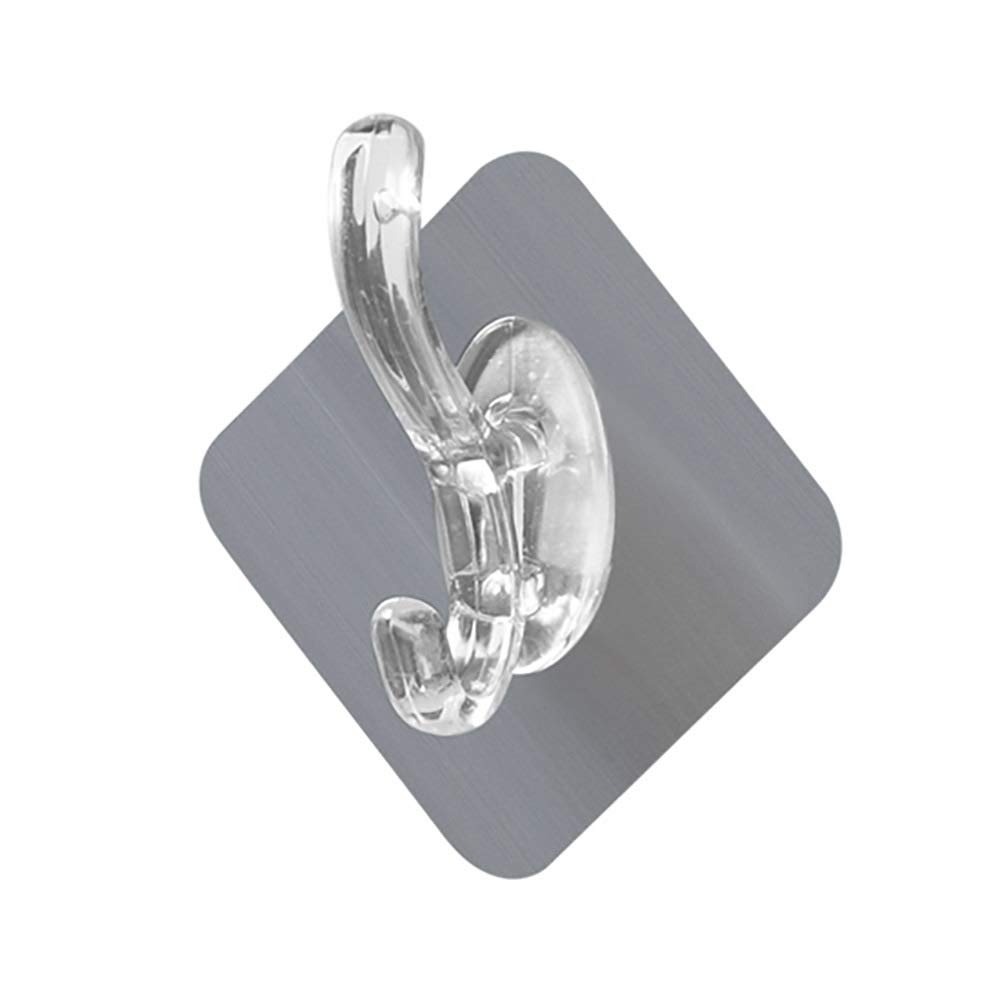 Omenluck Gray 10Pcs Adhesive Hooks Strong Wall Hanging Hook Seamless Stickers Punch Free For Bathroom Kitchen