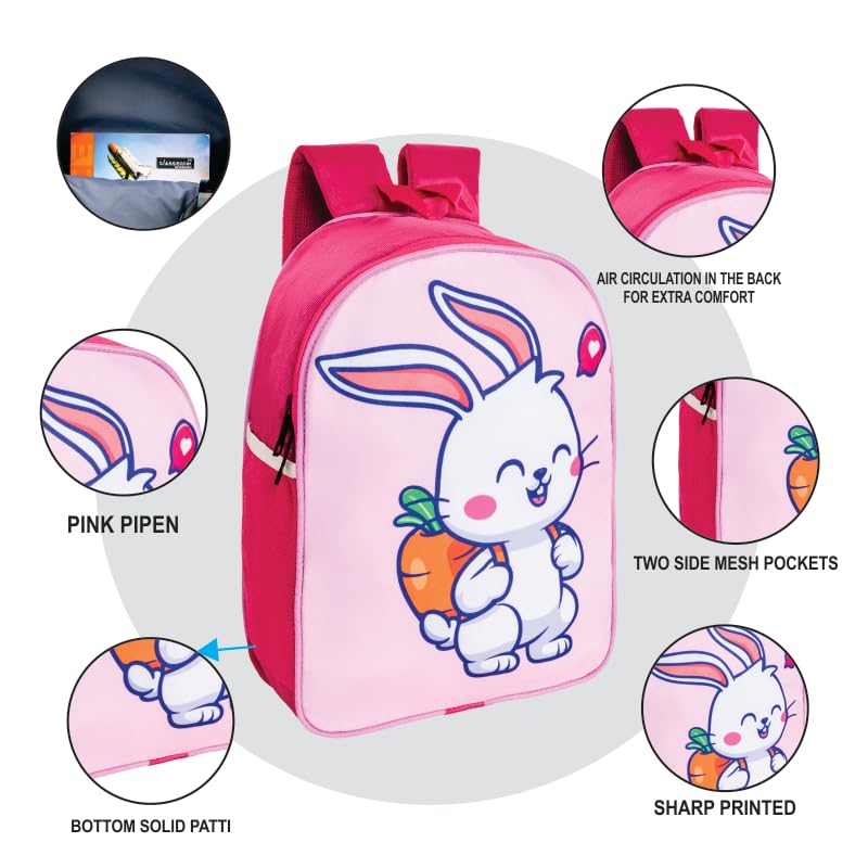 Shark Bags Cute Toddler Backpack – Plush Cartoon Bag for Baby Girls & Boys (1-5 Years, Small, Angel Baby Colour, Red, Pink, Blue, Grey, Sky Blue) (Pink)