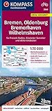 KOMPASS Fahrradkarte 3340 Bremen, Oldenburg, Bremerhaven, Wilhelmshaven 1:70.000: reiß- und wetterfest mit Extra Stadtplänen