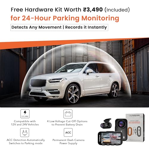 Image of FitSpark DC-101 Pro ADAS 4MP Real 2K Dual Channel Dash Cam | No.1 Novatek AI Chipset | 2.7 inch IPS HD Display | Super Night Vision, G-Sensor, GPS & WiFi | Bundle Pack with HARDWIRE KIT Worth Rs.3490