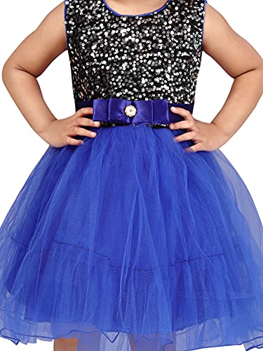 Image of MUHURATAM Girl's Net Fit and Flare Knee-Length Dress