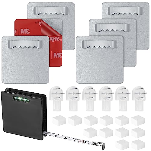 Colgadores para Cuadros y Espejos, 6 Piezas Perchas para Placas de Imágenes Autoadhesivo, Gancho Soporte Fijación Adhesiva sin Agujeros para Colgar Cuadros y Espejos de Pared