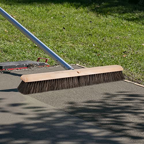 Image of Wide Block Horsehair Broom, Concrete, 24 Inch, Natural Horsehair, Wide Wood Block, Brush, Assembled in USA, 6442