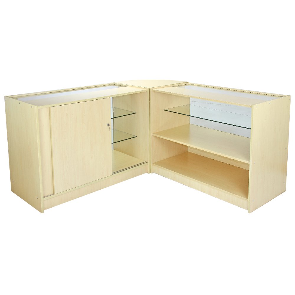 Monster Shop - Set Jupiter con 3 Banconi da Negozio e Reception con Finitura in Acero Laminato