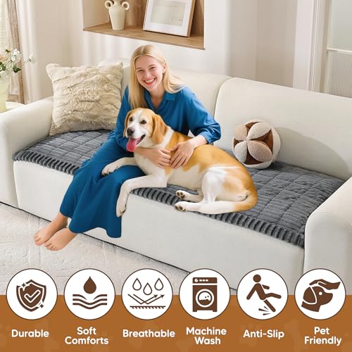 ENONCI Hundedecke Flanell Sofaüberzug Dicke Sofa überzug Haustierfreundlich Weich und Komfortabel rutschfeste Gestaltung Sicher und Langlebig Maschinenwaschbar Sofa Schutz (Dunkelgrau, 70 x 180CM)