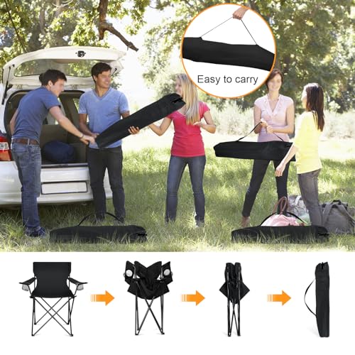 Image of HaSteeL Camping Chairs 4 Pack, Oversized Folding Lawn Chairs for Adults | Solid Construction, Portable & Light Weight, No Assembly Required