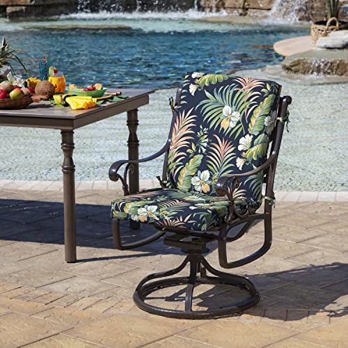 Image of Arden 2-Pack Patio Dining Outdoor Chair Cushions, 20x44, Rain-Proof Seat Pad, Fade-Resistant Outdoor Simone Blue Tropical