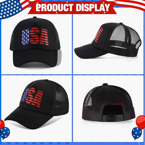 Image of Hercicy 10 Pcs 4th of July Hats American Flag Hat Patriotic Hat Bulk 250th Anniversary USA Mesh Trucker Caps for Men Women