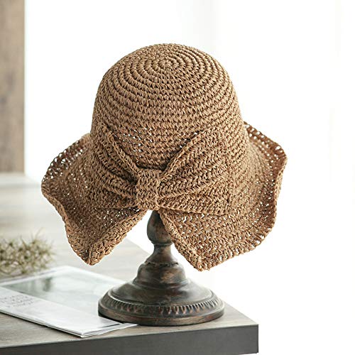 Chapeau de soleil pour femme KIAZHAO chapeau de plage en paille pliable d'été