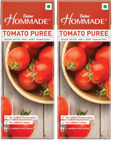 Image of Dabur Hommade Tomato Puree : Made from 100% Ripe Tomatoes with No Added preservatives - 200 gm (Pack of 2)