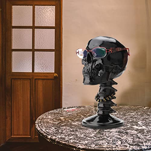 Totenkopf-Helmhalter, Totenkopf-Form, Ständer mit Wirbelsäule, Schreibtisch-Ornament, für Helme, Hüte, Brillen