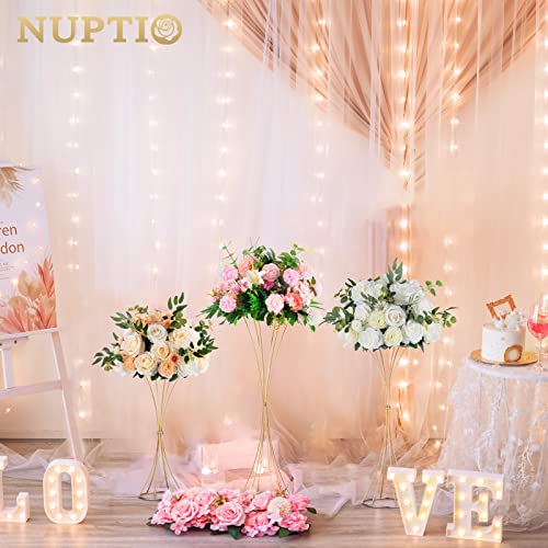 Nuptio Wedding Centerpieces for Tables, Metal Flower Trumpet Vase, Gold Vases for Centerpieces, Artificial Flower Arrangements for Birthday Party Dinner Event Hotel Home Decor - Image 6
