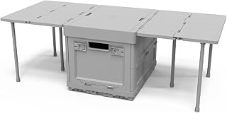 Folding Storage Box with Folding Table Large Capacity Trunk Organizer Plastic Organizer Box for Outdoor Camping